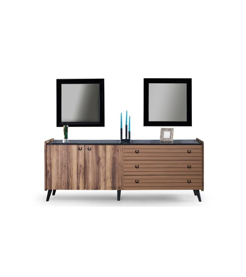 Salle à manger TAR bois et effet marbre noir