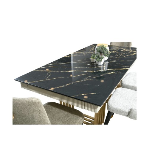 Salle à manger ISTANBUL blanc, doré et effet marbre