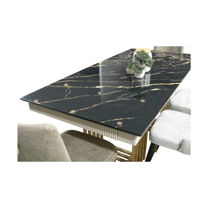 Salle à manger ISTANBUL blanc, doré et effet marbre