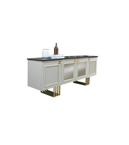 Salle à manger ISTANBUL blanc, doré et effet marbre