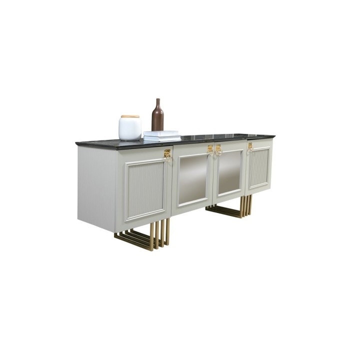 Salle à manger ISTANBUL blanc, doré et effet marbre