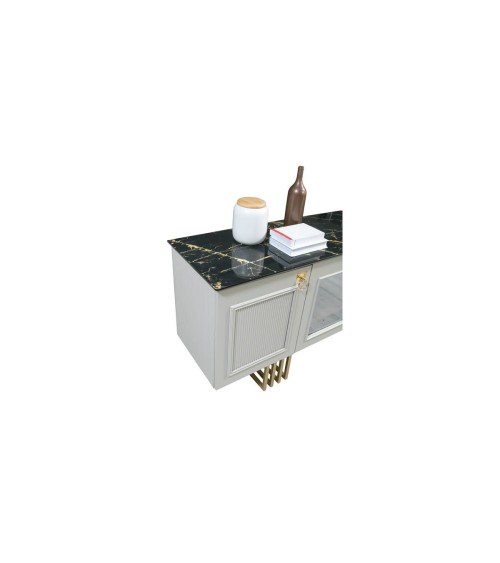 Salle à manger ISTANBUL blanc, doré et effet marbre