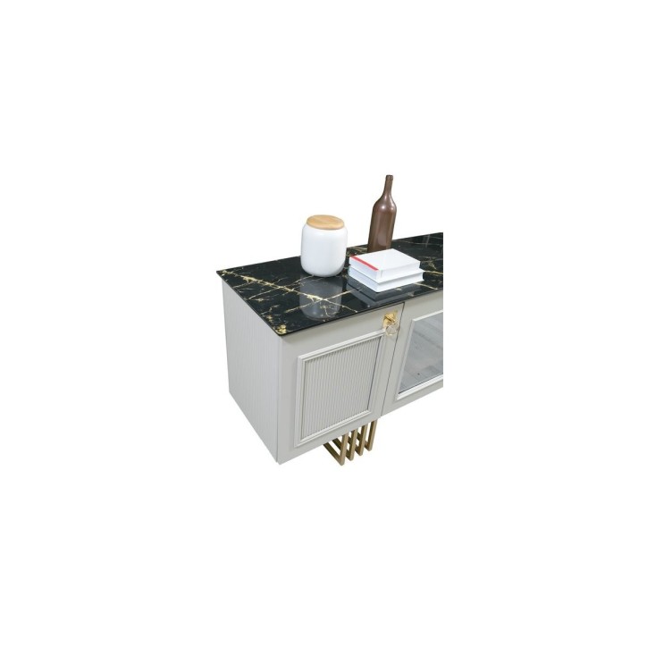 Salle à manger ISTANBUL blanc, doré et effet marbre