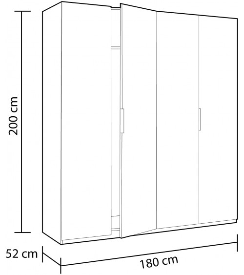Armario con 4 puertas blanco brillante 180x200 cm