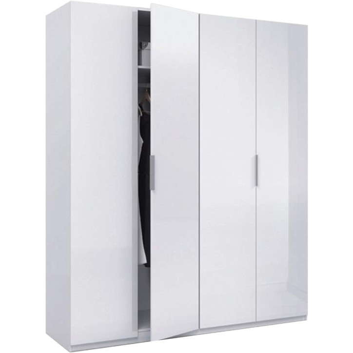 Roupeiro 4 portas branco brilhante 180x200 cm