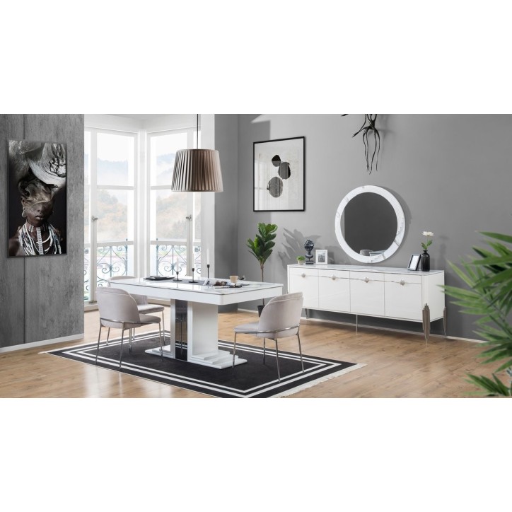 Salle à manger PARS blanc et effet marbre