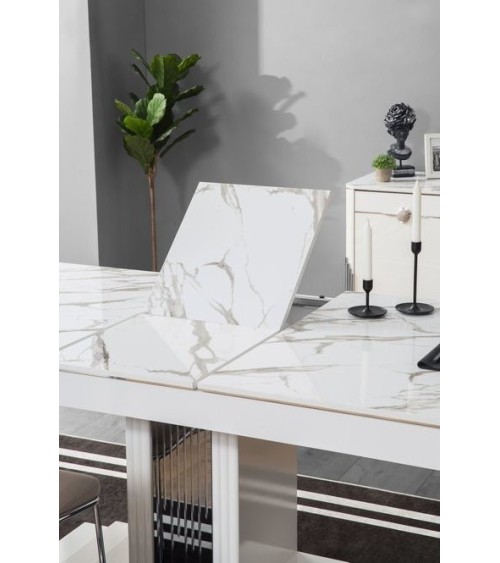 Salle à manger PARS blanc et effet marbre