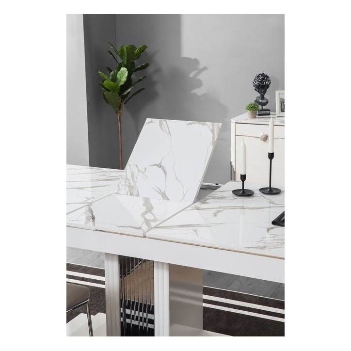Salle à manger PARS blanc et effet marbre