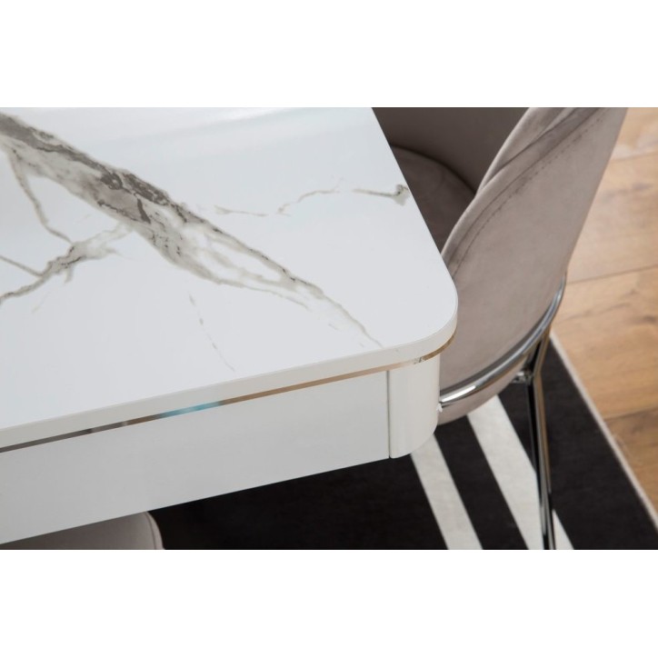 Salle à manger PARS blanc et effet marbre