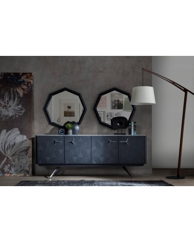 Buffet INITIALE ANTHRACITE - MARBRE GRIS 4 portes