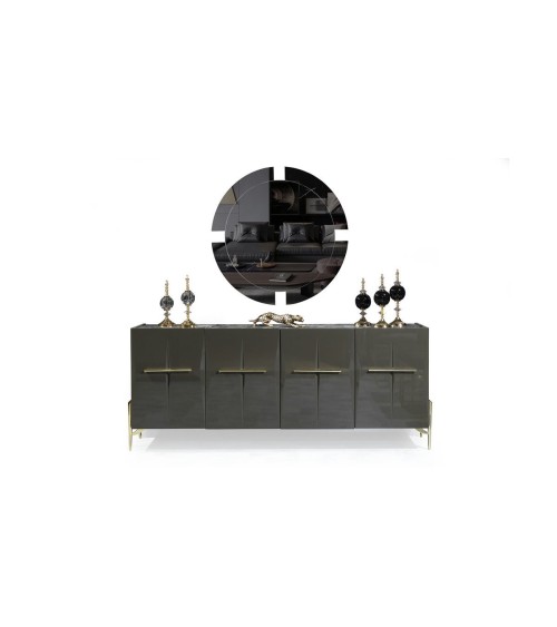 Salle à manger FELIX effet marbre noir et doré