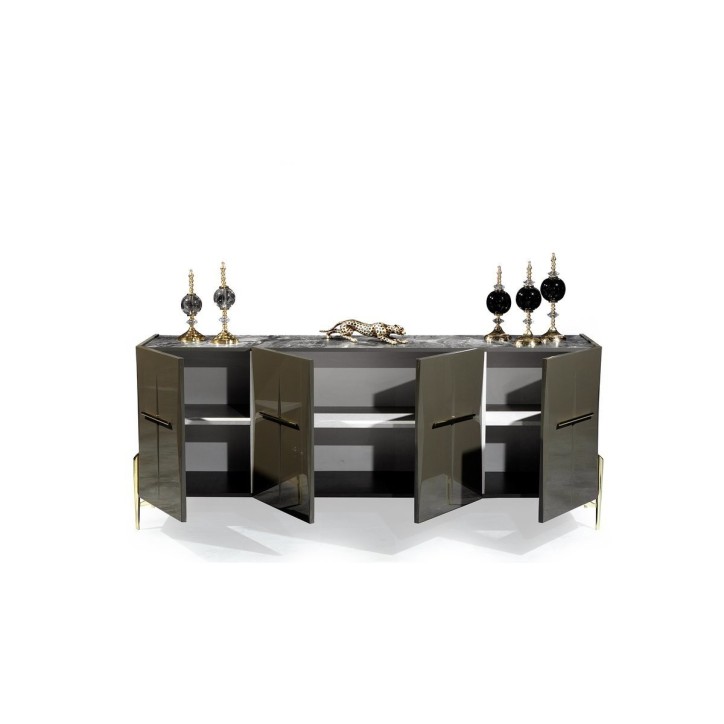 Salle à manger FELIX effet marbre noir et doré