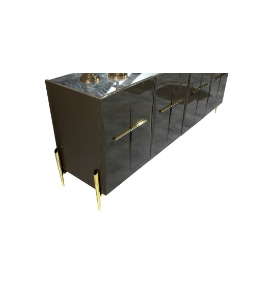 Salle à manger FELIX effet marbre noir et doré