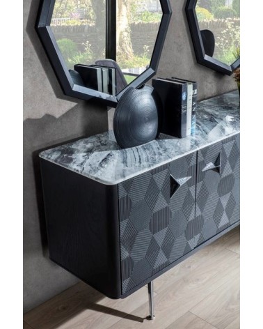Buffet INITIALE ANTHRACITE - MARBRE GRIS 4 portes