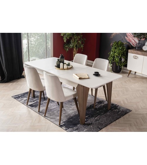 Salle à manger GALATA blanc et bois
