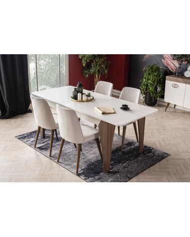 Salle à manger GALATA blanc et bois