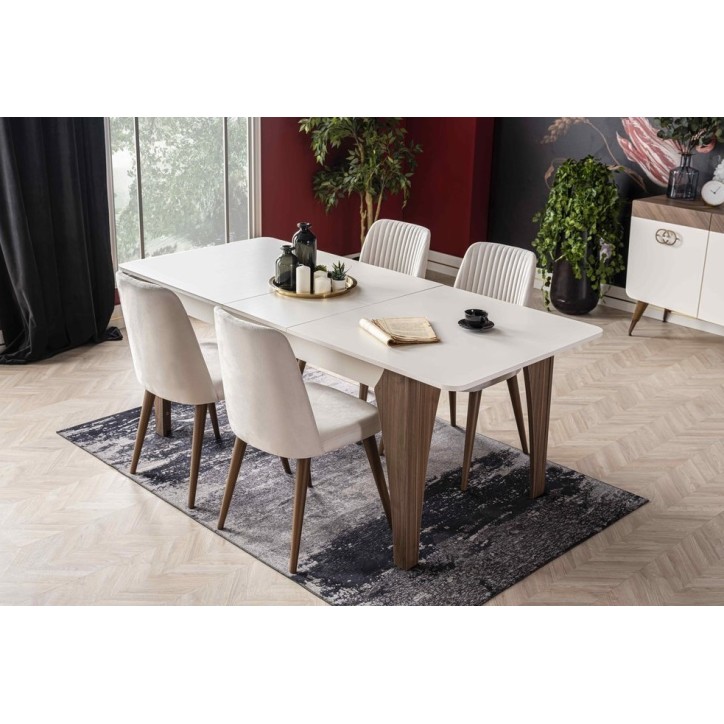 Salle à manger GALATA blanc et bois
