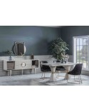 Salle à manger ERMIGAN blanc, gris et doré