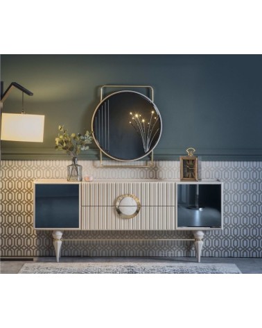 Salle à manger ERMIGAN blanc, gris et doré