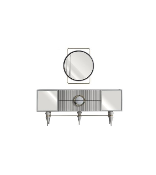 Salle à manger ERMIGAN blanc, gris et doré