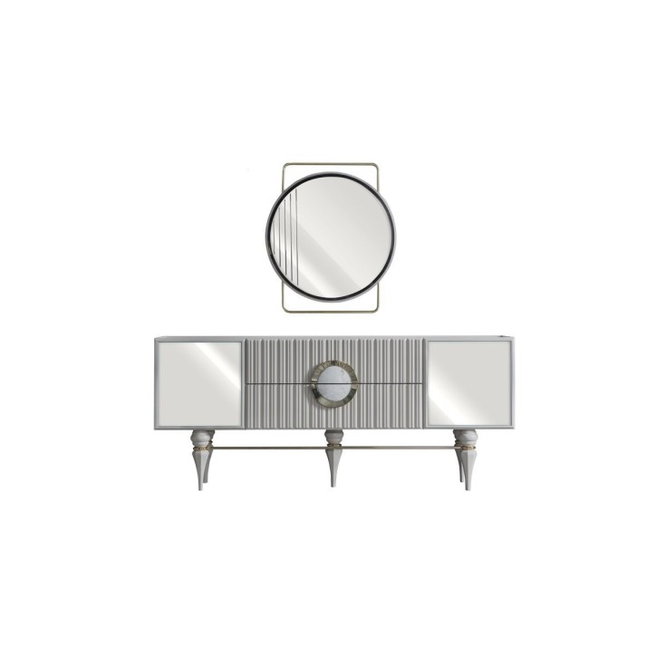 Salle à manger ERMIGAN blanc, gris et doré