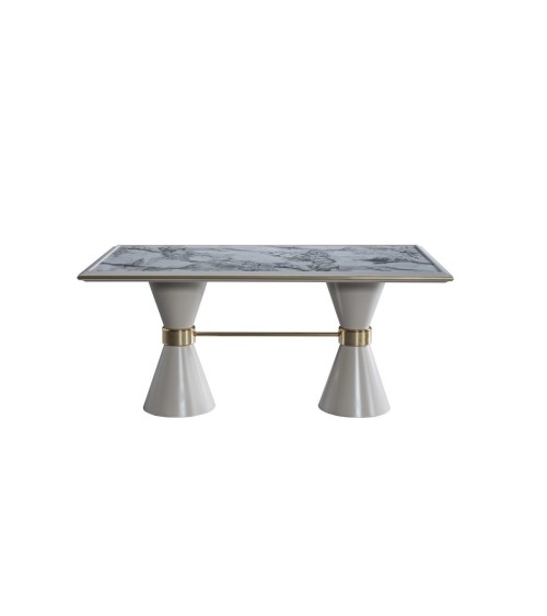 Salle à manger ERMIGAN blanc, gris et doré