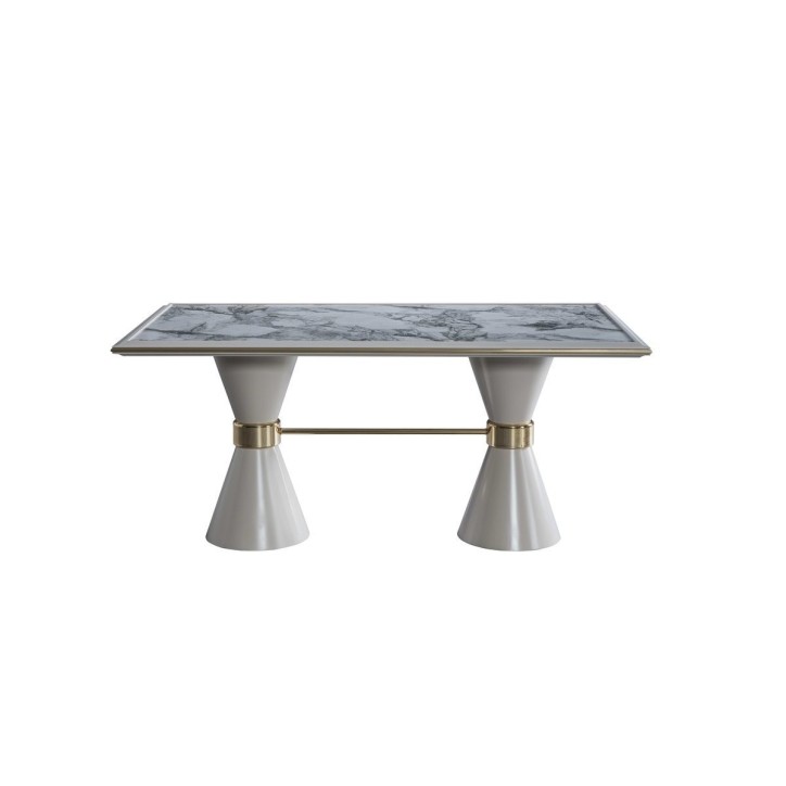 Salle à manger ERMIGAN blanc, gris et doré