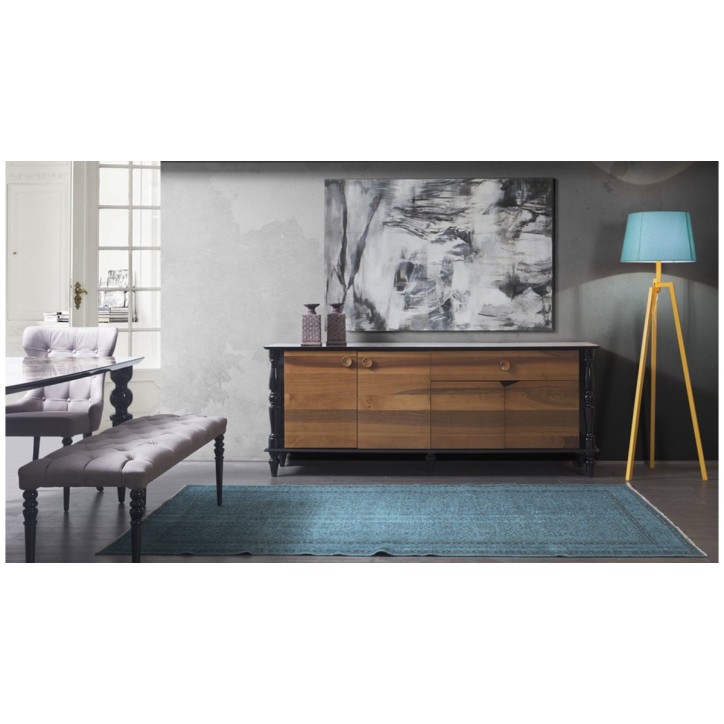 Salle à manger ANKARA noir et motif marbre