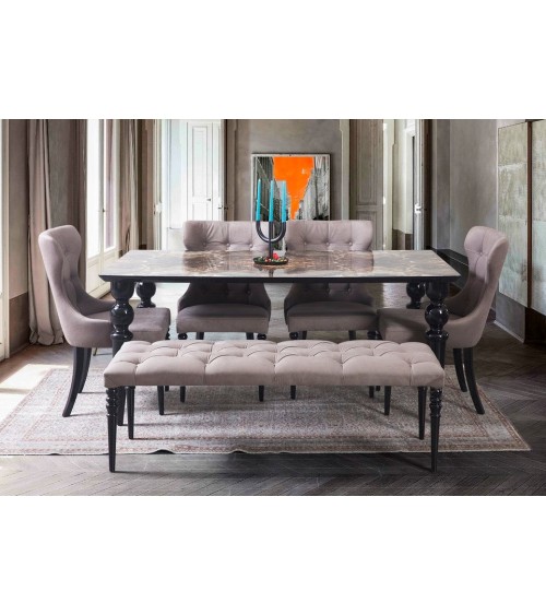 Salle à manger ANKARA noir et motif marbre