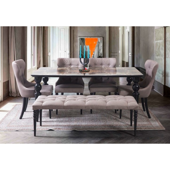 Salle à manger ANKARA noir et motif marbre