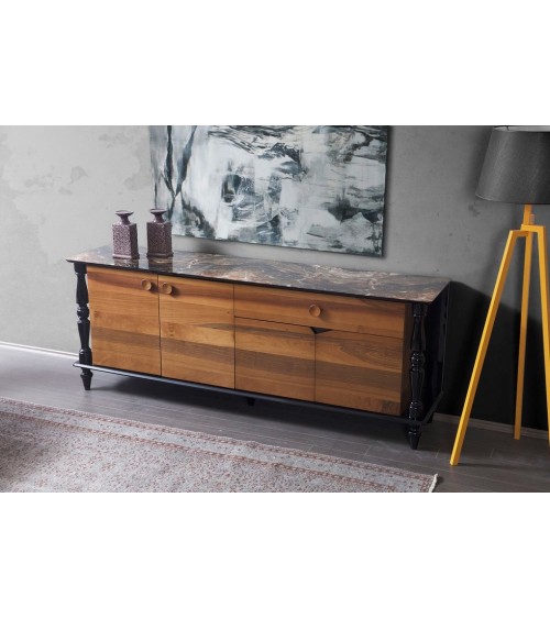 Salle à manger ANKARA noir et motif marbre