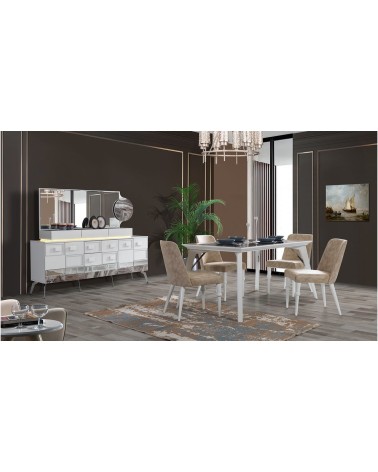Salle à manger DOGA blanc et effet marbre
