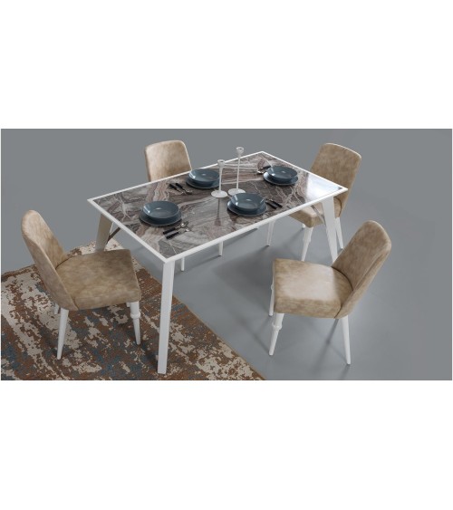 Salle à manger DOGA blanc et effet marbre