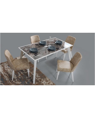 Salle à manger DOGA blanc et effet marbre