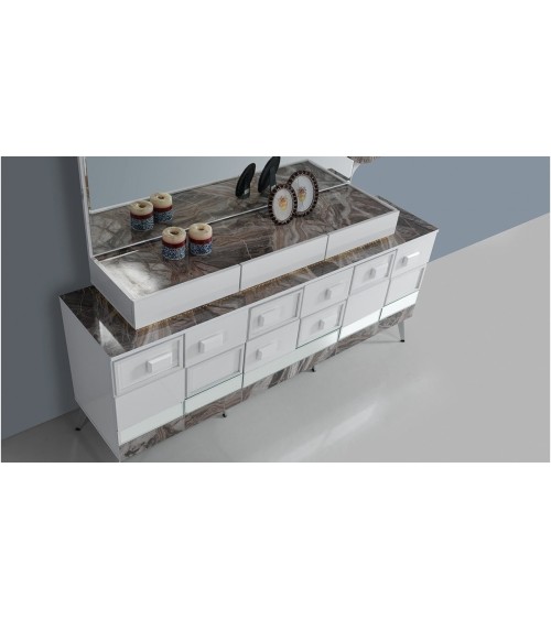 Salle à manger DOGA blanc et effet marbre