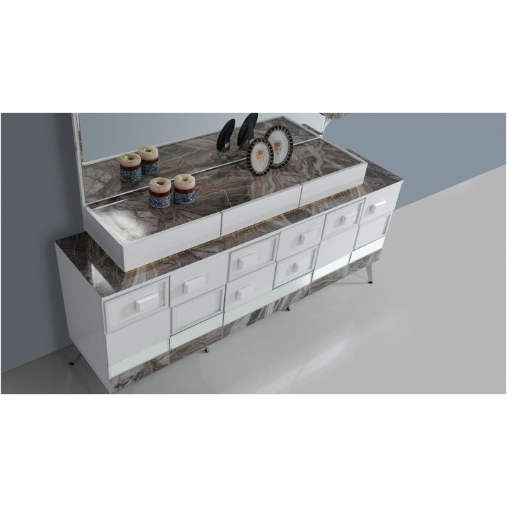 Salle à manger DOGA blanc et effet marbre