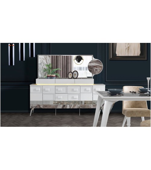 Salle à manger DOGA blanc et effet marbre