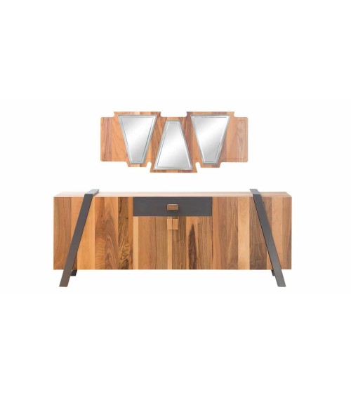 Salle à manger RIEKA bois et gris