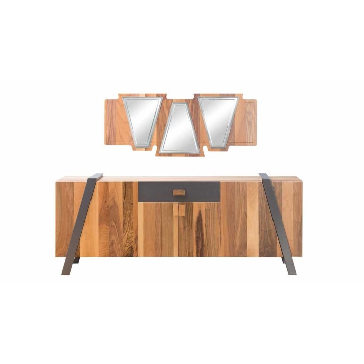 Salle à manger RIEKA bois et gris