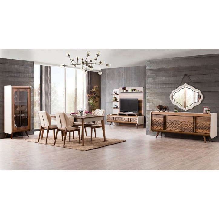 Salle à manger VEGA bois et blanc