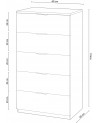 Cassettone Artik bianco a 5 cassetti 60 x 110 x 40 cm