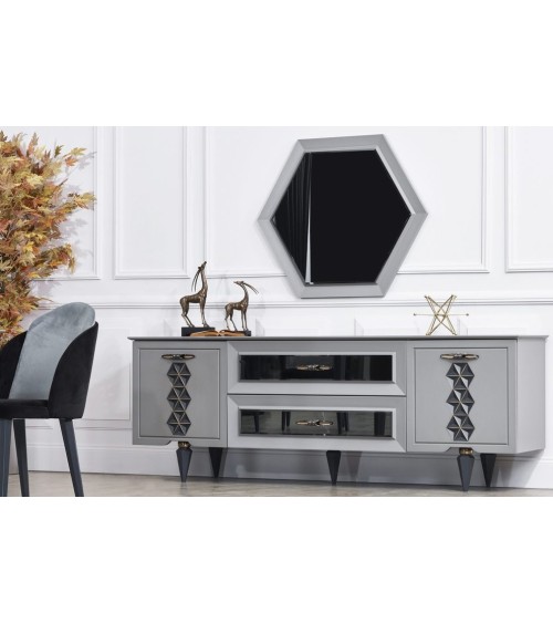 Buffet NEST 2 portes 2 tiroirs 216 cm gris