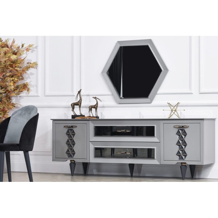 Buffet NEST 2 portes 2 tiroirs 216 cm gris