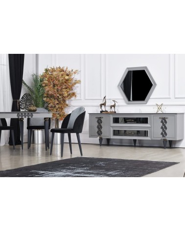 Buffet NEST 2 portes 2 tiroirs 216 cm gris