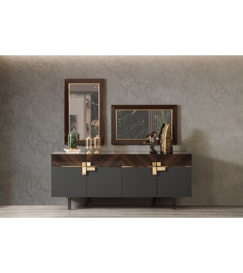 Salle à manger ACO noyer, or et gris