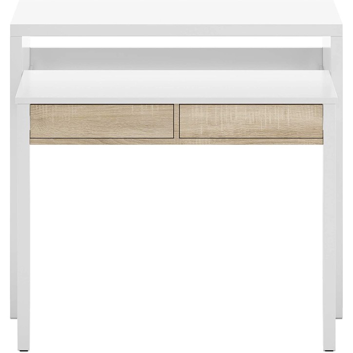 Bureau / Console Extensible 99 cm chêne canadian-blanc artik
