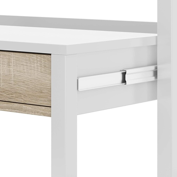 Bureau / Console Extensible 99 cm chêne canadian-blanc artik