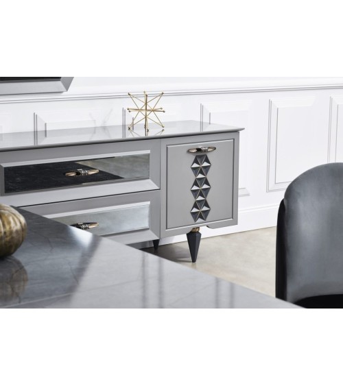 Buffet NEST 2 portes 2 tiroirs 216 cm gris