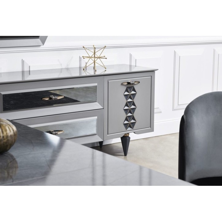 Buffet NEST 2 portes 2 tiroirs 216 cm gris