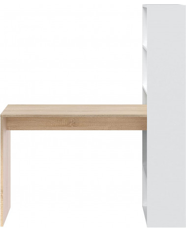 Secretária + prateleira embutida 120 x 144 cm carvalho branco artik-canadiano